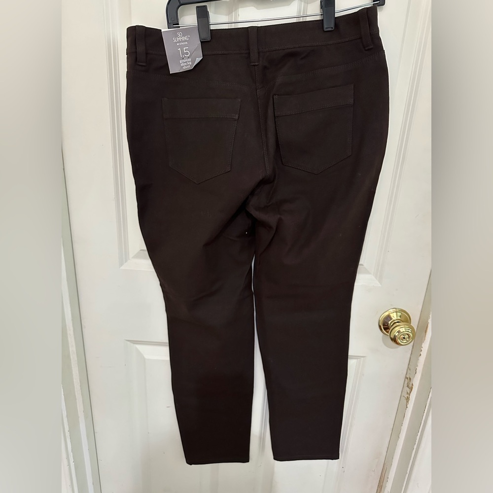 Chico’s so slimming Women's Brown Slim Fit Pants size 1.5 / medium/10 short - Picture 5 of 9